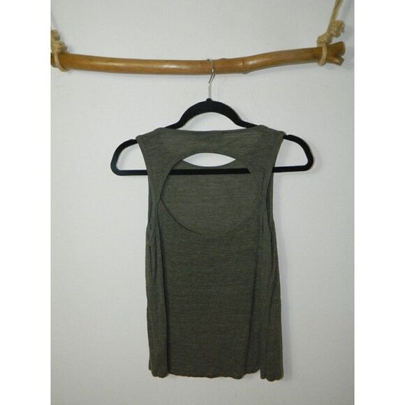 A.L.C. Tunic Tank Top Green Open Back Heather Army Green Size Medium - Picture 3 of 6